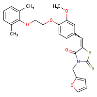 (5Z)-5-({4-[2-(2,6-dimethylphenoxy)ethoxy]-3-methoxyphenyl}methylidene)-3-(furan-2-ylmethyl)-2-sulfanylidene-1,3-thiazolidin-4-one