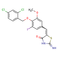 (5Z)-5-({4-[(2,4-dichlorophenyl)methoxy]-3-iodo-5-methoxyphenyl}methylidene)-2-imino-1,3-thiazolidin-4-one
