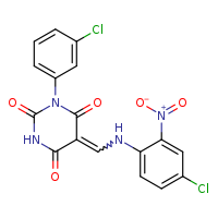 (5Z)-5-{[(4-chloro-2-nitrophenyl)amino]methylidene}-1-(3-chlorophenyl)-1,3-diazinane-2,4,6-trione