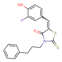 (5Z)-5-[(4-hydroxy-3-iodophenyl)methylidene]-3-(3-phenylpropyl)-2-sulfanylidene-1,3-thiazolidin-4-one