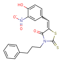 (5Z)-5-[(4-hydroxy-3-nitrophenyl)methylidene]-3-(3-phenylpropyl)-2-sulfanylidene-1,3-thiazolidin-4-one
