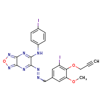 6-(2-{[3-iodo-5-methoxy-4-(prop-2-yn-1-yloxy)phenyl]methyl}diazen-1-yl)-N-(4-iodophenyl)-[1,2,5]oxadiazolo[3,4-b]pyrazin-5-amine