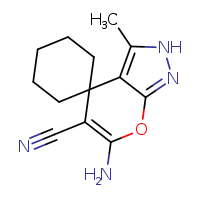 6'-amino-3'-methyl-2'H-spiro[cyclohexane-1,4'-pyrano[2,3-c]pyrazole]-5'-carbonitrile