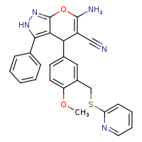 6-amino-4-{4-methoxy-3-[(pyridin-2-ylsulfanyl)methyl]phenyl}-3-phenyl-2H,4H-pyrano[2,3-c]pyrazole-5-carbonitrile