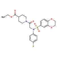 ethyl 1-{2-[N-(4-fluorophenyl)-2,3-dihydro-1,4-benzodioxine-6-sulfonamido]acetyl}piperidine-4-carboxylate