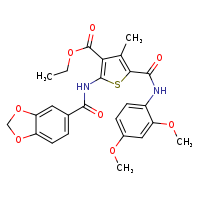 ethyl 2-(2H-1,3-benzodioxole-5-amido)-5-[(2,4-dimethoxyphenyl)carbamoyl]-4-methylthiophene-3-carboxylate