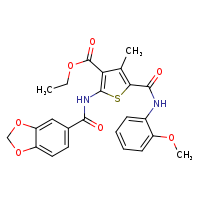 ethyl 2-(2H-1,3-benzodioxole-5-amido)-5-[(2-methoxyphenyl)carbamoyl]-4-methylthiophene-3-carboxylate