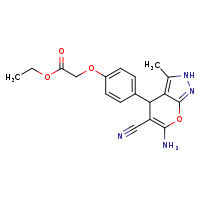 ethyl 2-(4-{6-amino-5-cyano-3-methyl-2H,4H-pyrano[2,3-c]pyrazol-4-yl}phenoxy)acetate