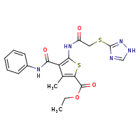 ethyl 3-methyl-4-(phenylcarbamoyl)-5-[2-(1H-1,2,4-triazol-3-ylsulfanyl)acetamido]thiophene-2-carboxylate
