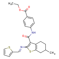 ethyl 4-{6-methyl-2-[(E)-(thiophen-2-ylmethylidene)amino]-4,5,6,7-tetrahydro-1-benzothiophene-3-amido}benzoate