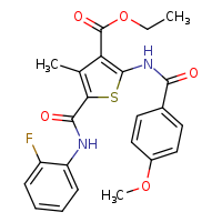 ethyl 5-[(2-fluorophenyl)carbamoyl]-2-(4-methoxybenzamido)-4-methylthiophene-3-carboxylate
