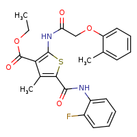 ethyl 5-[(2-fluorophenyl)carbamoyl]-4-methyl-2-[2-(2-methylphenoxy)acetamido]thiophene-3-carboxylate