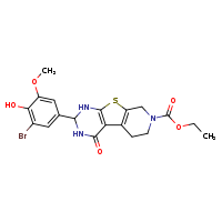 ethyl 5-(3-bromo-4-hydroxy-5-methoxyphenyl)-3-oxo-8-thia-4,6,11-triazatricyclo[7.4.0.0²,?]trideca-1(9),2(7)-diene-11-carboxylate