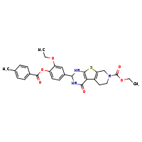 ethyl 5-[3-ethoxy-4-(4-methylbenzoyloxy)phenyl]-3-oxo-8-thia-4,6,11-triazatricyclo[7.4.0.0²,?]trideca-1(9),2(7)-diene-11-carboxylate