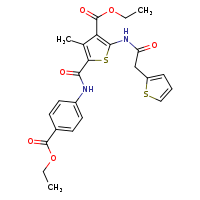 ethyl 5-{[4-(ethoxycarbonyl)phenyl]carbamoyl}-4-methyl-2-[2-(thiophen-2-yl)acetamido]thiophene-3-carboxylate