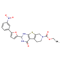 ethyl 5-[5-(3-nitrophenyl)furan-2-yl]-3-oxo-8-thia-4,6,11-triazatricyclo[7.4.0.0²,?]trideca-1(9),2(7)-diene-11-carboxylate