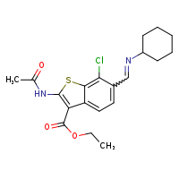 ethyl 7-chloro-6-[(E)-(cyclohexylimino)methyl]-2-acetamido-1-benzothiophene-3-carboxylate