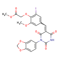 methyl 2-(4-{[(5Z)-1-(2H-1,3-benzodioxol-5-yl)-2,4,6-trioxo-1,3-diazinan-5-ylidene]methyl}-2-iodo-6-methoxyphenoxy)acetate