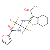 N-{2-[(3-carbamoyl-4,5,6,7-tetrahydro-1-benzothiophen-2-yl)amino]-1,1,1,3,3,3-hexafluoropropan-2-yl}furan-2-carboxamide
