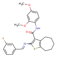 N-(2,4-dimethoxyphenyl)-2-[(E)-[(3-fluorophenyl)methylidene]amino]-4H,5H,6H,7H,8H-cyclohepta[b]thiophene-3-carboxamide