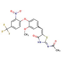 N-[(2E,5Z)-5-({3-methoxy-4-[2-nitro-4-(trifluoromethyl)phenoxy]phenyl}methylidene)-4-oxo-1,3-thiazolidin-2-ylidene]acetamide