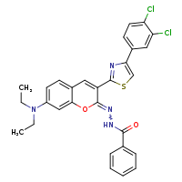 N'-[(2Z)-3-[4-(3,4-dichlorophenyl)-1,3-thiazol-2-yl]-7-(diethylamino)chromen-2-ylidene]benzohydrazide