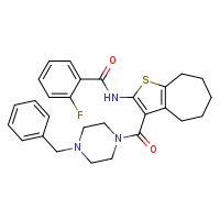 N-[3-(4-benzylpiperazine-1-carbonyl)-4H,5H,6H,7H,8H-cyclohepta[b]thiophen-2-yl]-2-fluorobenzamide