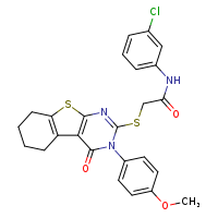 N-(3-chlorophenyl)-2-{[4-(4-methoxyphenyl)-3-oxo-8-thia-4,6-diazatricyclo[7.4.0.0²,?]trideca-1(9),2(7),5-trien-5-yl]sulfanyl}acetamide