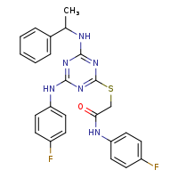 N-(4-fluorophenyl)-2-({4-[(4-fluorophenyl)amino]-6-[(1-phenylethyl)amino]-1,3,5-triazin-2-yl}sulfanyl)acetamide