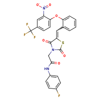 N-(4-fluorophenyl)-2-[(5E)-5-({2-[2-nitro-4-(trifluoromethyl)phenoxy]phenyl}methylidene)-2,4-dioxo-1,3-thiazolidin-3-yl]acetamide