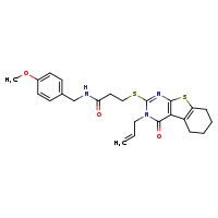 N-[(4-methoxyphenyl)methyl]-3-{[3-oxo-4-(prop-2-en-1-yl)-8-thia-4,6-diazatricyclo[7.4.0.0²,?]trideca-1(9),2(7),5-trien-5-yl]sulfanyl}propanamide