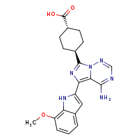 (1r,4r)-4-[4-amino-5-(7-methoxy-1H-indol-2-yl)imidazo[4,3-f][1,2,4]triazin-7-yl]cyclohexane-1-carboxylic acid
