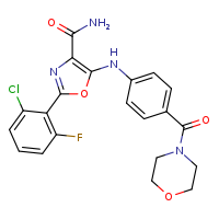 2-(2-chloro-6-fluorophenyl)-5-{[4-(morpholine-4-carbonyl)phenyl]amino}-1,3-oxazole-4-carboxamide