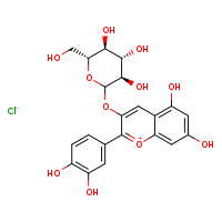 2-(3,4-dihydroxyphenyl)-5,7-dihydroxy-3-{[(3R,4S,5S,6R)-3,4,5-trihydroxy-6-(hydroxymethyl)oxan-2-yl]oxy}-1??-chromen-1-ylium chloride