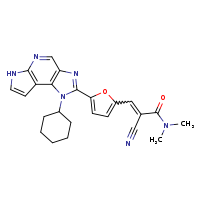 (2E)-2-cyano-3-(5-{3-cyclohexyl-3,5,8,10-tetraazatricyclo[7.3.0.0²,?]dodeca-1(9),2(6),4,7,11-pentaen-4-yl}furan-2-yl)-N,N-dimethylprop-2-enamide