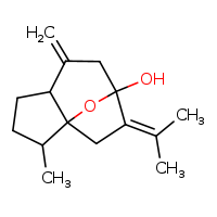 2-methyl-6-methylidene-9-(propan-2-ylidene)-11-oxatricyclo[6.2.1.0¹,?]undecan-8-ol