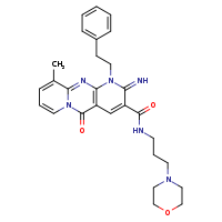 6-imino-11-methyl-N-[3-(morpholin-4-yl)propyl]-2-oxo-7-(2-phenylethyl)-1,7,9-triazatricyclo[8.4.0.0³,?]tetradeca-3(8),4,9,11,13-pentaene-5-carboxamide