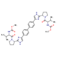 methyl N-[(2S)-1-[(2S)-2-[4-(4'-{2-[(2S)-1-[(2S)-2-[(methoxycarbonyl)amino]-3-methylbutanoyl]pyrrolidin-2-yl]-1H-imidazol-4-yl}-[1,1'-biphenyl]-4-yl)-1H-imidazol-2-yl]pyrrolidin-1-yl]-3-methyl-1-oxobutan-2-yl]carbamate dihydrochloride