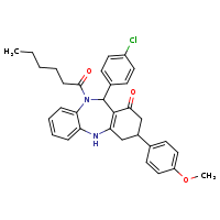 10-(4-chlorophenyl)-9-hexanoyl-14-(4-methoxyphenyl)-2,9-diazatricyclo[9.4.0.0³,?]pentadeca-1(11),3,5,7-tetraen-12-one