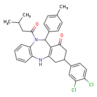 14-(3,4-dichlorophenyl)-9-(3-methylbutanoyl)-10-(4-methylphenyl)-2,9-diazatricyclo[9.4.0.0³,?]pentadeca-1(11),3(8),4,6-tetraen-12-one