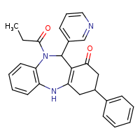 14-phenyl-9-propanoyl-10-(pyridin-3-yl)-2,9-diazatricyclo[9.4.0.0³,?]pentadeca-1(11),3(8),4,6-tetraen-12-one