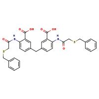 2-[2-(benzylsulfanyl)acetamido]-5-({4-[2-(benzylsulfanyl)acetamido]-3-carboxyphenyl}methyl)benzoic acid