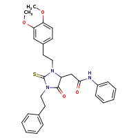 2-{3-[2-(3,4-dimethoxyphenyl)ethyl]-5-oxo-1-(2-phenylethyl)-2-sulfanylideneimidazolidin-4-yl}-N-phenylacetamide