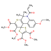 2',3',4,5-tetramethyl 8'-ethoxy-5',5'-dimethyl-6'-(prop-2-enoyl)spiro[1,3-dithiole-2,1'-thiopyrano[2,3-c]quinoline]-2',3',4,5-tetracarboxylate