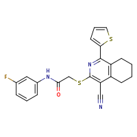 2-{[4-cyano-1-(thiophen-2-yl)-5,6,7,8-tetrahydroisoquinolin-3-yl]sulfanyl}-N-(3-fluorophenyl)acetamide
