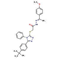 2-{[5-(4-tert-butylphenyl)-4-phenyl-1,2,4-triazol-3-yl]sulfanyl}-N'-[(1E)-1-(4-methoxyphenyl)ethylidene]acetohydrazide