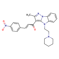 (2E)-1-{4-methyl-7-[2-(piperidin-1-yl)ethyl]-2,3,7-triazatricyclo[6.4.0.0²,?]dodeca-1(12),3,5,8,10-pentaen-5-yl}-3-(4-nitrophenyl)prop-2-en-1-one