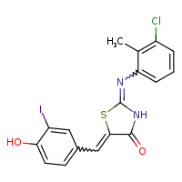 (2E,5Z)-2-[(3-chloro-2-methylphenyl)imino]-5-[(4-hydroxy-3-iodophenyl)methylidene]-1,3-thiazolidin-4-one