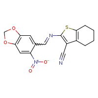2-[(E)-[(6-nitro-2H-1,3-benzodioxol-5-yl)methylidene]amino]-4,5,6,7-tetrahydro-1-benzothiophene-3-carbonitrile