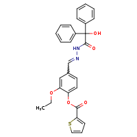 2-ethoxy-4-[(E)-[(2-hydroxy-2,2-diphenylacetamido)imino]methyl]phenyl thiophene-2-carboxylate